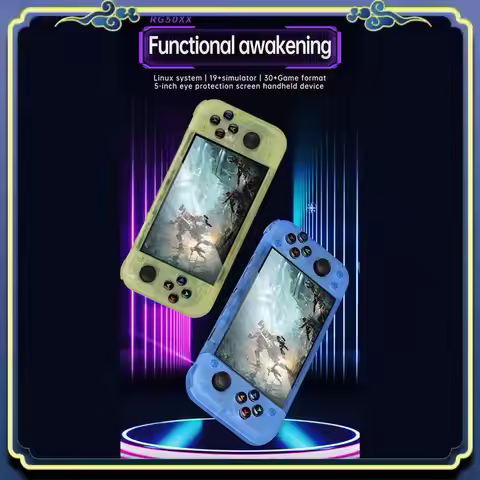 RG50XX Handheld Retro Game Console 5Inch Display 64G 20000+Video Games LINUX 3D Joystick For GBC GBA