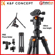 K&F Concept K234A0 / B1234M Compact Travel Aluminium Ballhead Tripod KF09101 160cm support 8kg