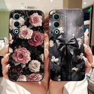 For OPPO A5 CPH2727 Beautiful Bow Rose Painting Casing Oppo A5 5G CPH2735 Lens Protective Soft Silic
