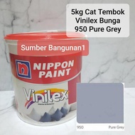 Cat Tembok abu muda 950 Pure Grey vinilex bunga mawar dinding 5kg
