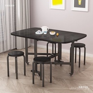 Wheel Foldable Movable Tri-fold Movable Table Chair Foldable Household Tri-fold Simple Dining Table 