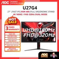 AOC U32G4 31.5" Dual Refresh Rate Gaming Monitor - (FHD) 320Hz 0.3ms/(UHD)160Hz 0.5ms/Fast IPS