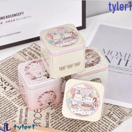 TYLER1 Cookie Tin, Vintage Portable Tin Box, Cosmetic Case Durable Bear Rabbit Pattern Square Biscuit Storgae Box Easter
