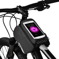HZMountain Bike Double Bag Front Tube Frame Bag Bicycle Waterproof Front Beam Mobile Phone Upper Tube Bag