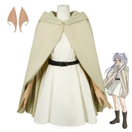 Anime Frieren's Funeral Frieren Cosplay Costume Wig Beige Dress Up Full Elf Ears Clown