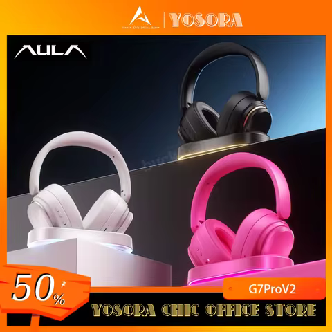 AULA G7ProV2 Gaming Headset Bluetooth 24G Wireless Six Modes Charging Dock Wired Over Ear With Mic 7