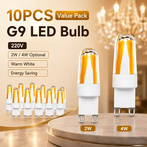 10PCS Dimmable G9 LED Bulbs 2W 4W 220V COB Filament Lamp Warm White CRI85+ for Chandelier Replace 20