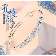 银饰配件手链手镯WEIJUNXIAO 【S999纯银手镯】bracelet银手镯女节日礼物千足银简约手环银手链【情人节礼物】【 S999sterling silver bracelet】bracele