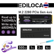 Ediloca EN855 NVMe PCIe Gen4x4 M.2 2280 SSD Configure DRAM Cache Read 7400MB/s Write 6800MB/s สำหรับ