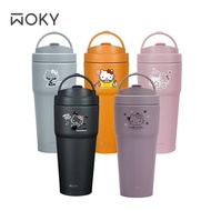 【WOKY 沃廚】三麗鷗kitty聯名提手輕芯鈦瓷易潔層保溫保冷杯750ML(附矽膠粗吸管)