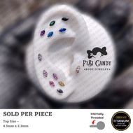FiBiCandy ITL0013 Yuno 16G Astm F136 Titanium Earring Piercing Single Small Marquise CZ Helix Conch 
