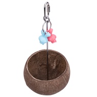 Bird Feeder Coconut Shell Pet Dinnerware Swing Toy Parrot Hanging Food Bowl Cage Accessories