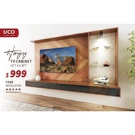 UCO HVTC05  8FT HANGING TV CABINET VENEER WALL WITH GLASS SHELVING