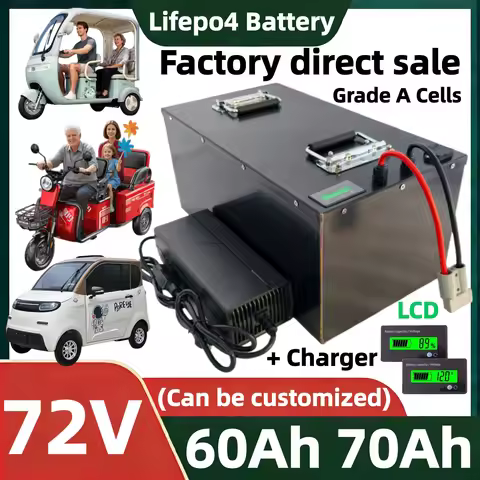 JH 72V 60Ah 70Ah Lithium Lifepo4 Rechargeable Battery Pack Deep Cycle 5000W 14000W With BMS For Moto