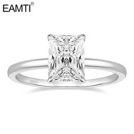 EAMTI 3CT 925 Sterling Silver Engagement Rings Radiant Cut Solitaire Cubic Zirconia CZ Wedding Promi