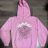 Sp5der 555555 Pink OG Web hoodie pants สเว็ตเตอร์ใยแมงมุมชุดกางเกงยาว