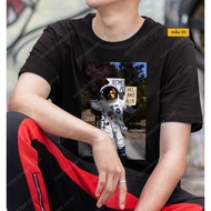 Anubis Printed T-Shirt - Astronaut - BTS 02 - 100% Cotton Unisex T-shirt in white and black shirt