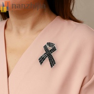 NANZHIJIA Black Ribbon Pin, Rhinestone Crystal Awareness Funeral Ribbon Badge Brooch, Melanoma Cance