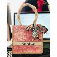 Beg Zip Peony Siap Nama 2 side