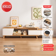 GDeal Living Room TV Cabinet Storage Retractable Floor Drawer Wood With Legs Side Table Rak TV