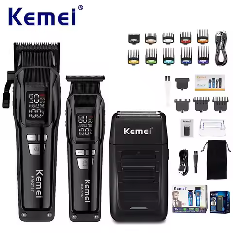 Kemei Rechargeable Electric Hair Clippers Kit Professional Hair Trimmer For Men USB Charging Shaver 