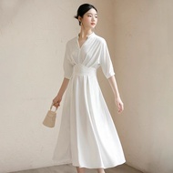 Christmas Casual Midi Dress Satin Dress French Premium Highwaist Long Dress DRS E023 By D 4 You