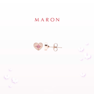 MARON - Sparkling Lucky Stars Heart Stud Earring with Pink Tournaline ชุบ Rose Gold