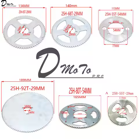 25H 55t 65t 68t 70t 80t 92t Tooth 29/54/55MM Rear Sprocket for 47CC 49CC Mini Moto ATV Quad Dirt Pit