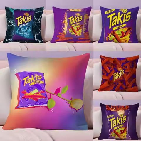 Funny Food C-Chips Takis Cushion Cover Plush Fabric Soft Printed Sofa Warm Winter Home Gift Pillow C