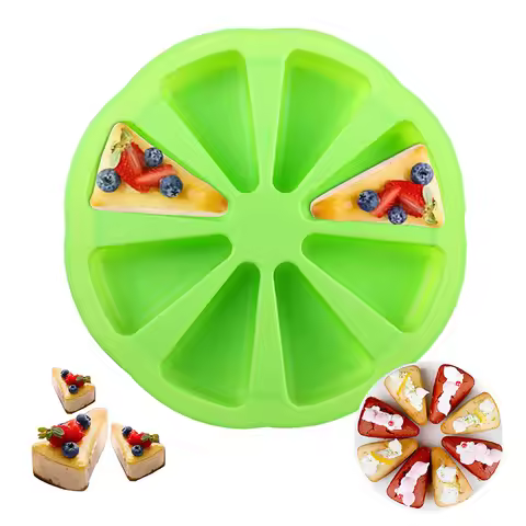 8 Cavity Silicone Cake Scone Pan, Triangle Pizza Cake Pan Cake Slice Mold Pastry Pan for Brownies Mu