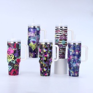 Customized 3D Printing 40oz Car Cup 304 Stainless Steel Spray Plastic Thermos Cup Large Capacity Han