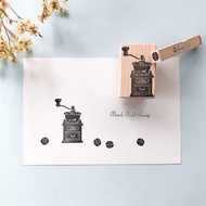 咖啡研磨器與咖啡豆 印章兩件組