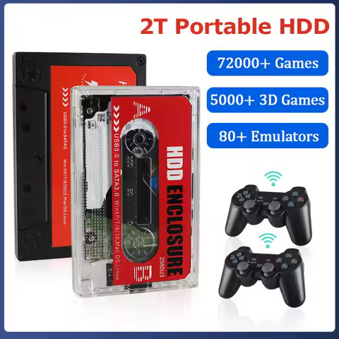 500GB HDD External Game Hard Drive Disk 65000+ Game 80+Game Collection For PC/Laptop/GK3V/GK Mini Fo