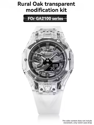 Transparent Mod Kit for G-Shock GA-2100/GAB2100 | Casioak Bezel Frame + Rubber Sport Band | DIY Cust