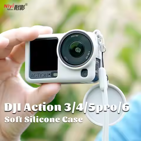 Silicone Protective Case for DJI Osmo Action 6 Action 5pro 3 4 Shockproof Cover with Lanyard Lens Ca