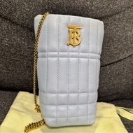 正品 BURBERRY 淡藍 MICRO LOLA 鍊包 手機包 薯條包 隨身包