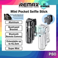 Remax P80 Aluminum Mini Pocket Selfie Stick Desktop Phone Stand Phone Holder Bluetooth Selfie Stand