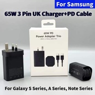 For Samsung Fast Charger 65W 3-Port Super Fast Charging+PD Type-C Data Cable For Samsung Galaxy S25 