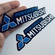 สติกเกอร์​ Mitsubishi สีฟ้า สติ๊กเกอร์ แต่งรถ ติดรถ รถยนต์ SUV JDM Racing 3D ปั๊มนูน (2ชิ้น) ติดกระจก ข้างรถ ท้ายรถ ติดสเกิร์ต Lancer Mirage Attrage Pajero Xpander Trition