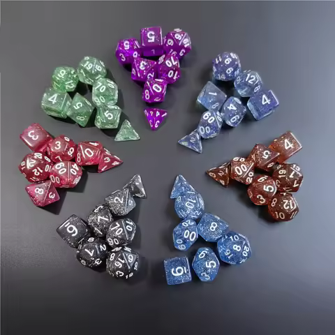 7 PCs 1 Set Of Transparent Flash Point Dice New Acrylic Set D4 D6 D8 D10 D12 D20 Multi-sided Dice TR