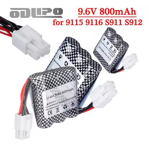 EL-6P Plug 9.6V 800mAh Li-ion Battery for S911, 912, 9115, 9116, 9120 RC Monster Truck Car Parts 9.6