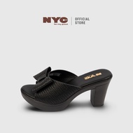 NYC Ladies Jaci Bow-Front Chunky Heels -N72601-CV01SV-1-BLACK
