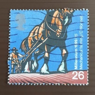 Prangko Inggris Gambar Membajak Sawah Dengan Kuda, Millennium 1999