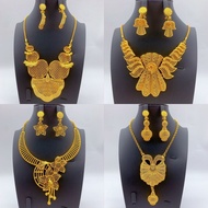 Dubai Saudi Arabia Imitation Gold Necklace Earrings Evening Jewelry Set Bridal Alloy Jewelry
