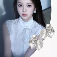 Pearl New Flower Spring Summer Begonia Natural Earrings for Women Ear Clips Minimalist Style High-en