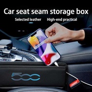 for Fiat 500 500C 2012 500X 500L Seat Gap Crev Organizer Leather Storage Box Car Accessories