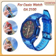 ใหม่ + กรณีสำหรับ Casio GA 2100โปร่งใสสายรุ้งสายนาฬิกาข้อมือชุดกรอบ G Shock Bezel และอุปกรณ์สายรัด