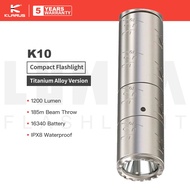 KLARUS K10 Rechargeable Exquisite Compact LED Flashlight with 16340 Battery, 1200 Lumen, TItanium Alloy, Window Breaker for Emergency