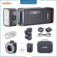 Godox AD200Pro II Flash Strobe, Pocket Flash 200Ws 5800±200K Bi-Color TTL 1/8000s with Wireless Flas