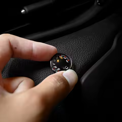Mini Car Thermometer Battery-free Dashboard Thermometer Waterproof Circular Car Thermometer Pointer 